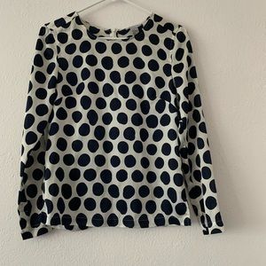 Blue and white polka dot blouse with back zipper